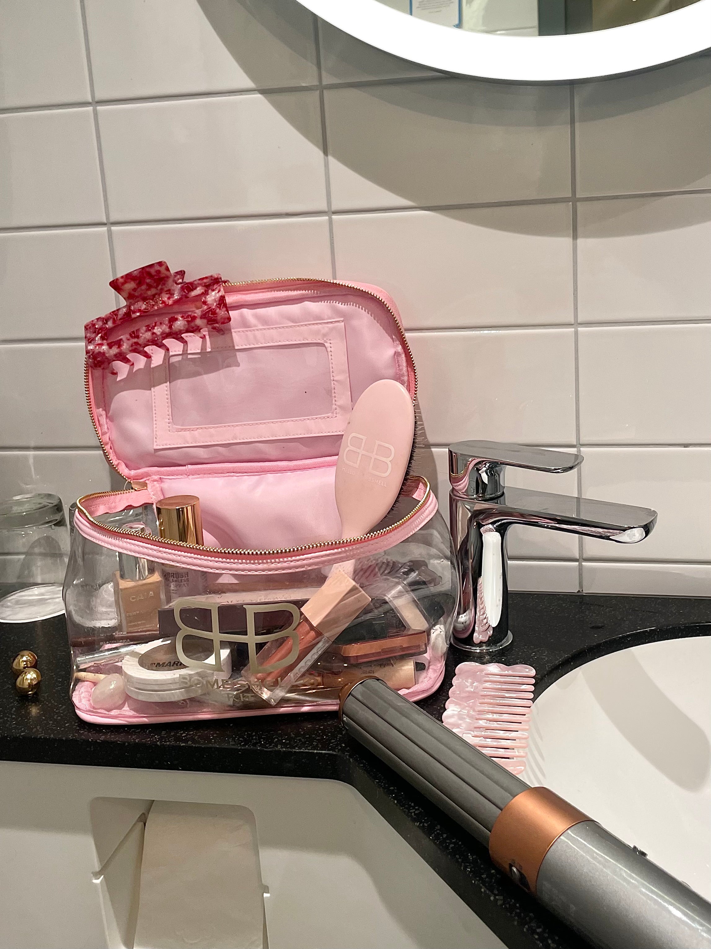 Hello Bombshell Pink Toiletry Bag